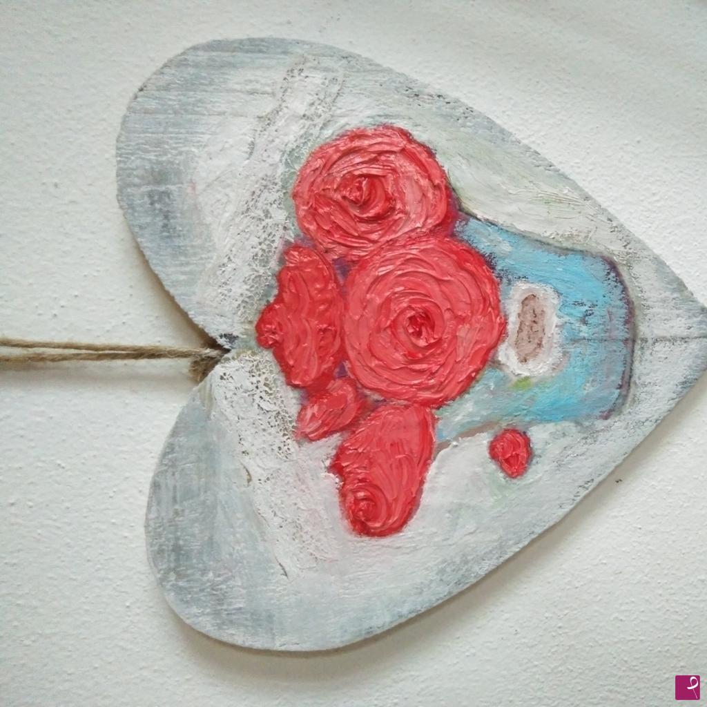 quadri in vendita online - Vaso di Rose corallo