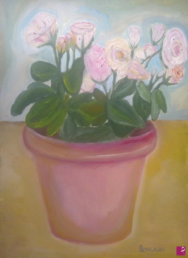 quadri in vendita online - Vaso di rose Lisiantus