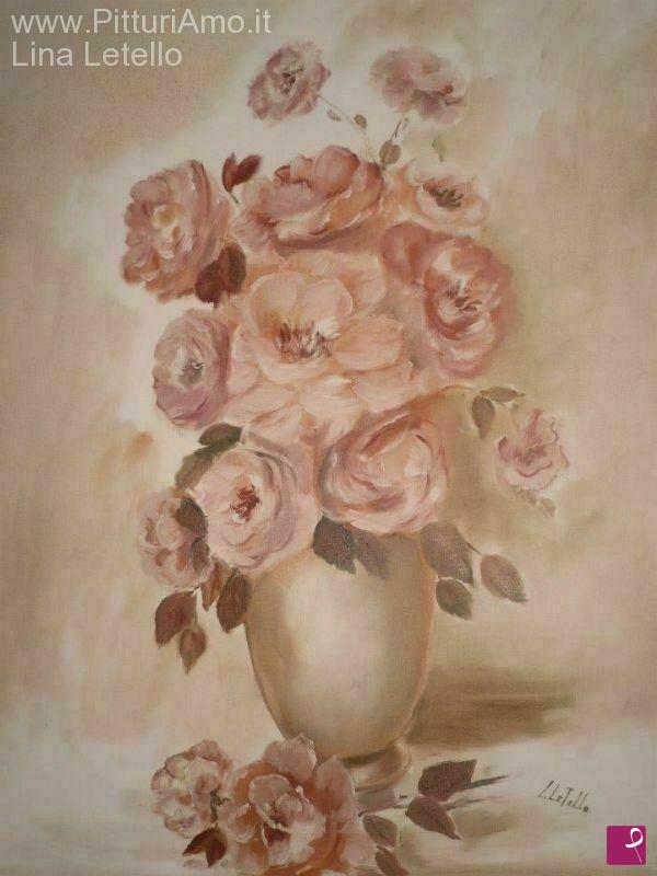 quadri in vendita online - vaso di rose monocromatico