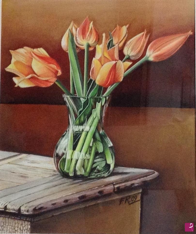 quadri in vendita online - Vaso di tulipani