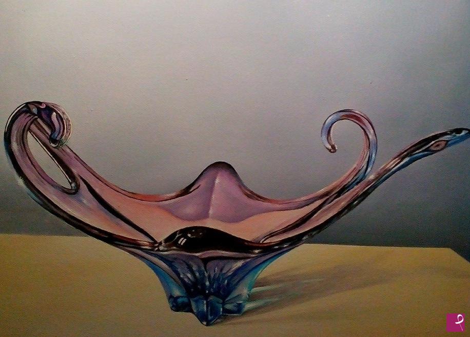 quadri in vendita online - Vaso in cristallo dalle sfumature rosa