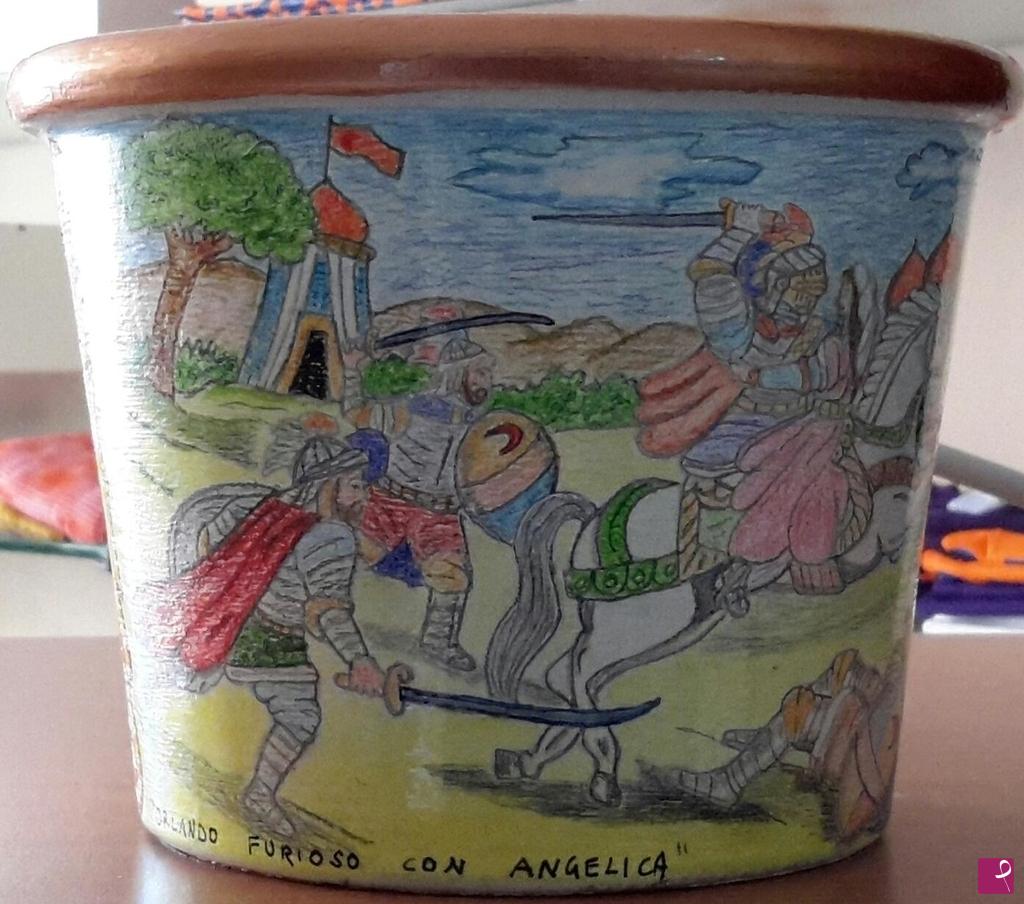 quadri in vendita online - VASO   " ORLANDO FURIOSO  CON  ANGELICA" 