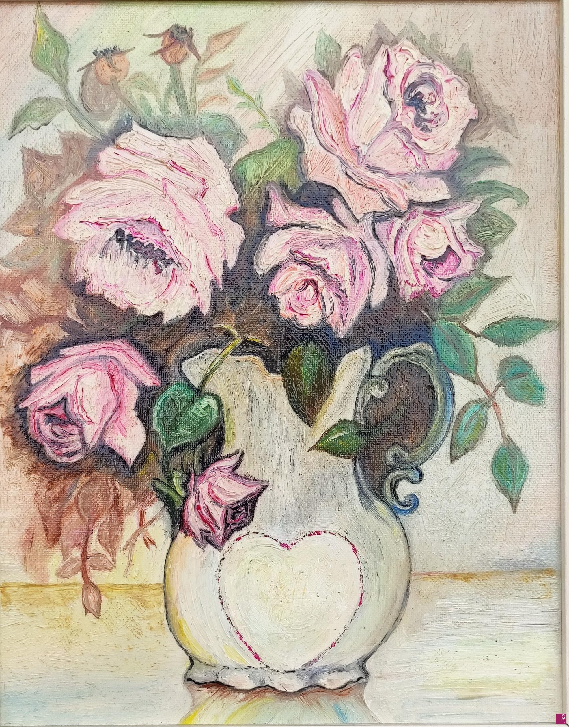 quadri in vendita online - vaso rose 