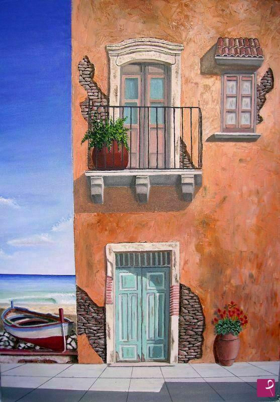 quadri in vendita online - Vecchia casa al mare
