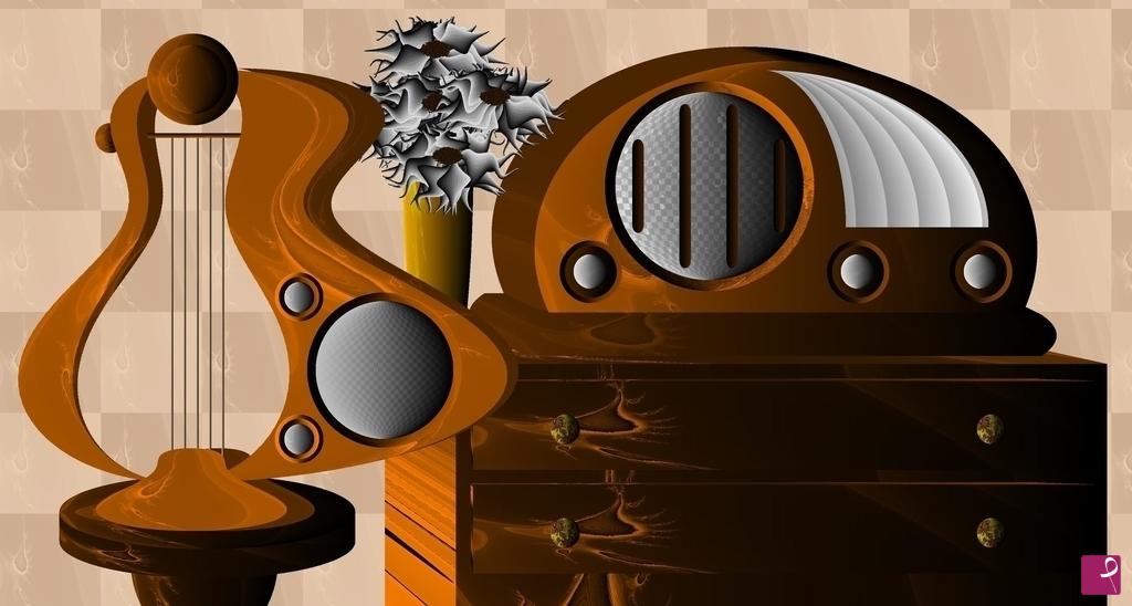 quadri in vendita online - Vecchia radio con radiocetra
