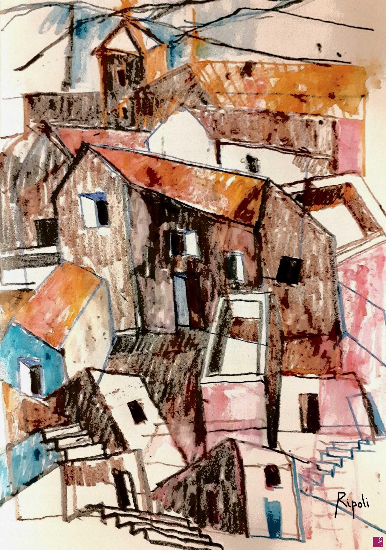 quadri in vendita online - VECCHIO BORGO MEDITERRANEO