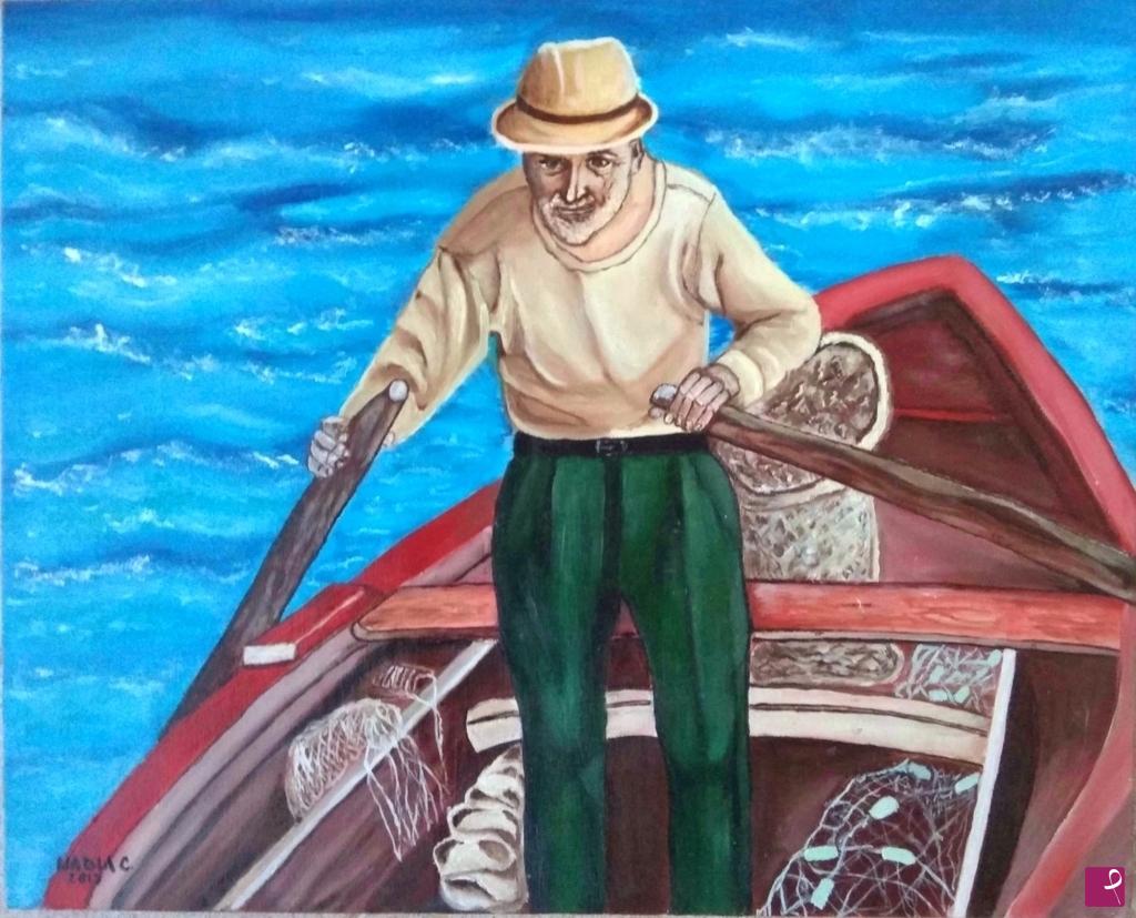 quadri in vendita online - Vecchio pescatore