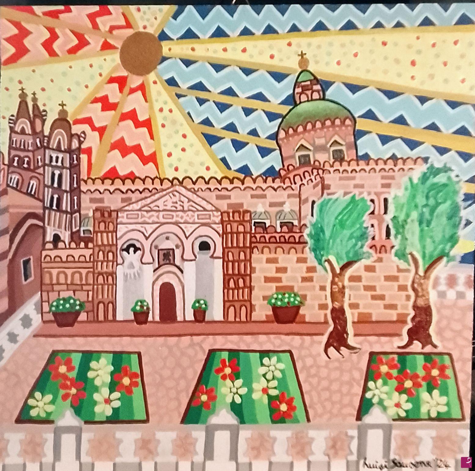 quadri in vendita online - Veduta cattedrale di Palermo 