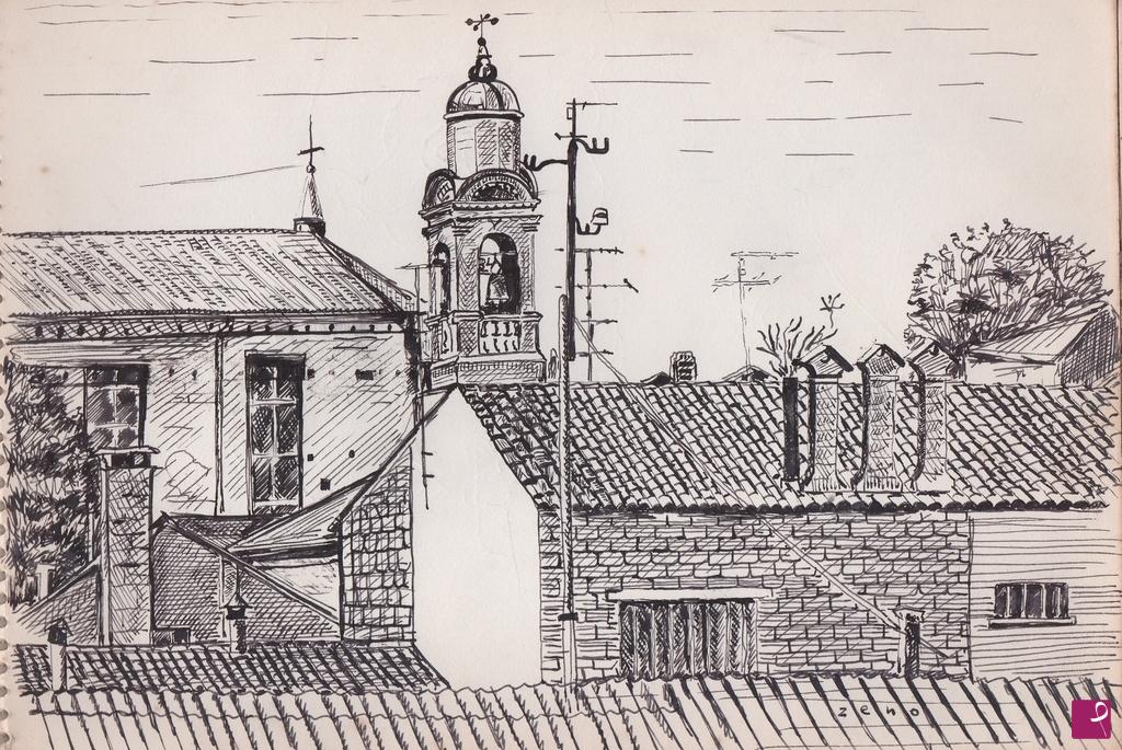 quadri in vendita online - Veduta con campanile di San Biagio - Lendinara