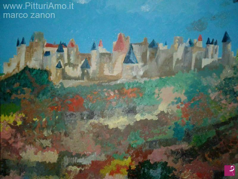 quadri in vendita online - veduta del castello di Carcassonne