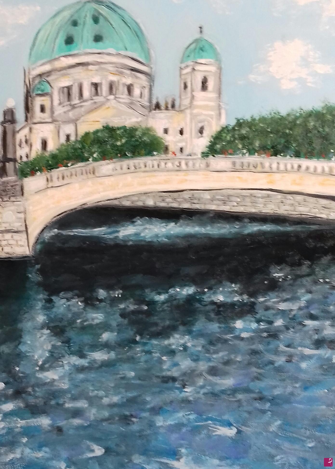 quadri in vendita online - Veduta del duomo di Berlino sul fiume Spree