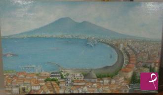 collezione privata quadro - napoli al tramonto con veduta su Castel  dell'Ovo - Antonio Minieri