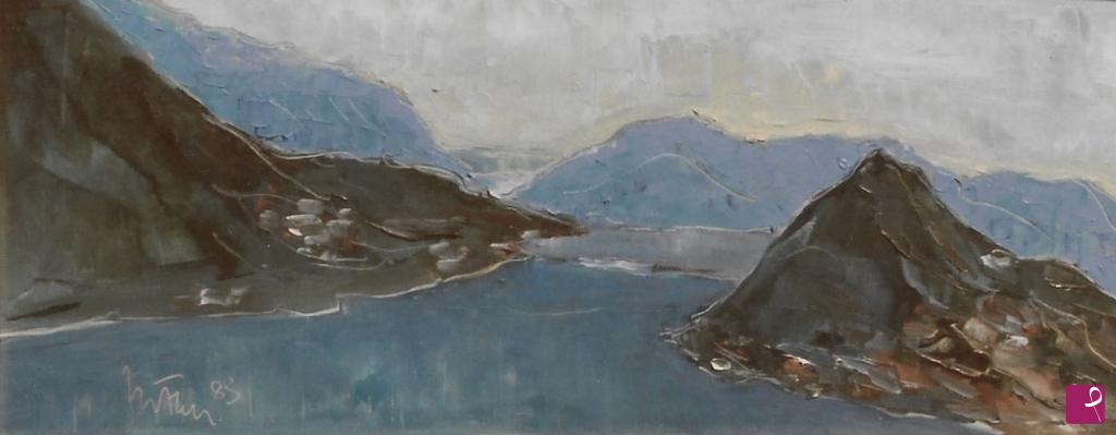 quadri in vendita online - Veduta del lago di Lugano da Melide