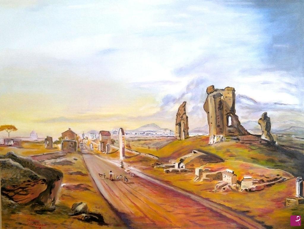 quadri in vendita online - VEDUTA DELL'  ANTICA VIA APPIA 