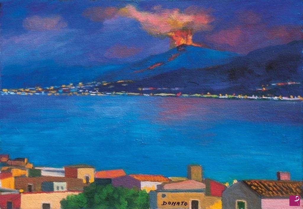 quadri in vendita online - Veduta dell' Etna in eruzione