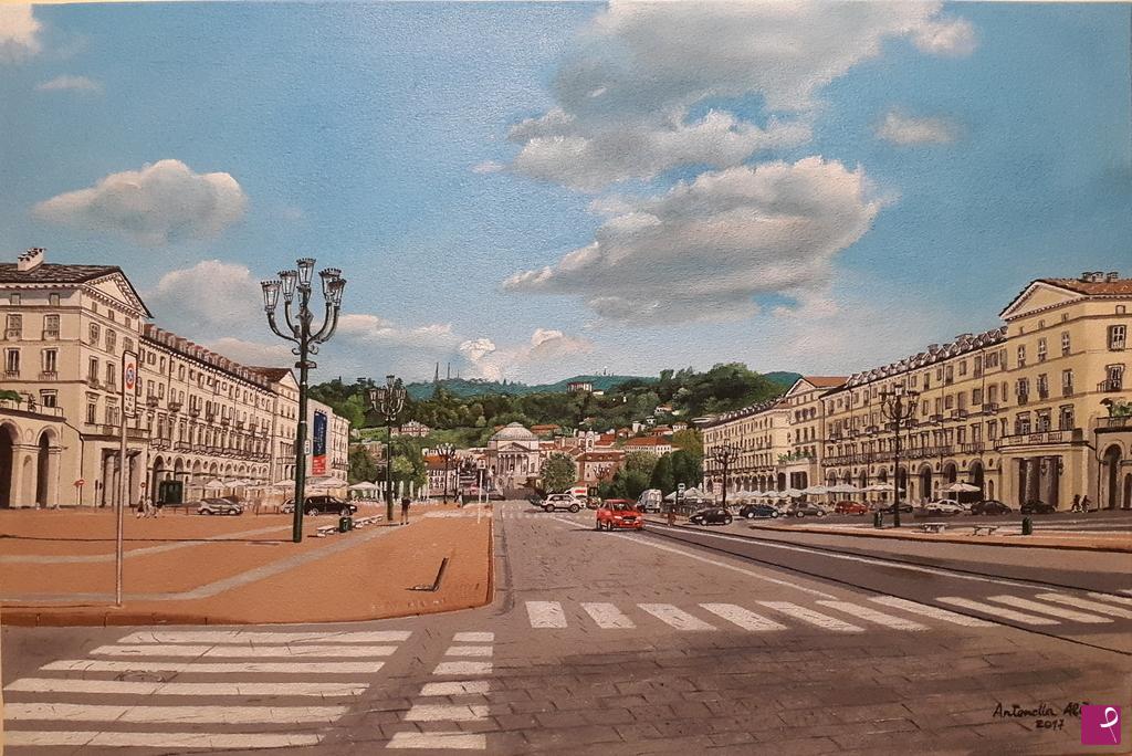 quadri in vendita online - Veduta della Gran Madre da Piazza Vittorio Veneto, Torino