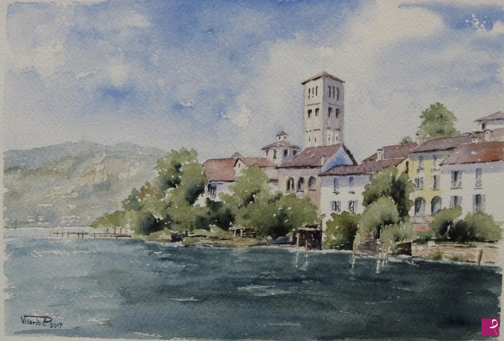 quadri in vendita online - Veduta dell'Isola di S. Giulio - Orta