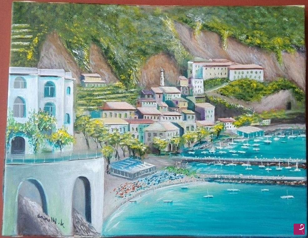 quadri in vendita online - Veduta di Amalfi