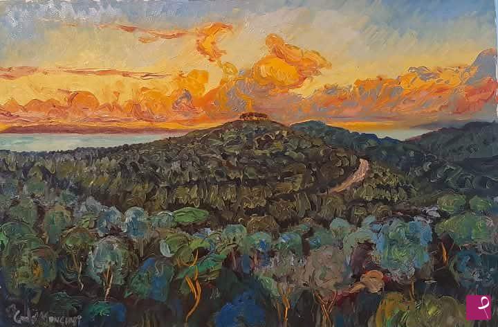 quadri in vendita online - Veduta di colline al tramonto