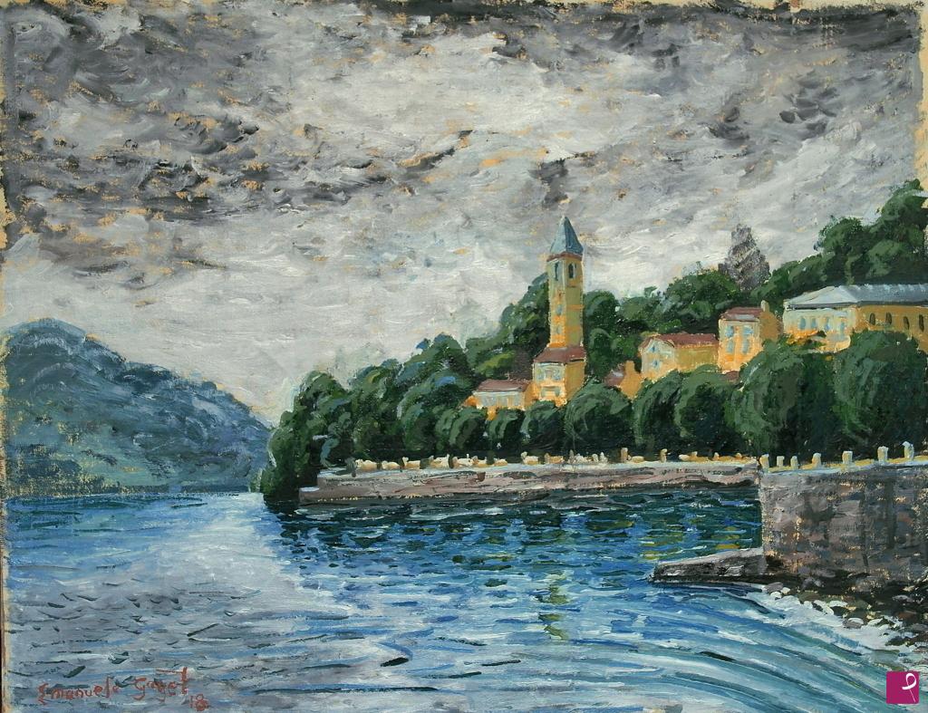 quadri in vendita online - Veduta di Meina, Lago Maggiore