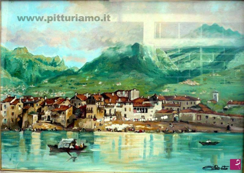 quadri in vendita online - Veduta di Pescarenico