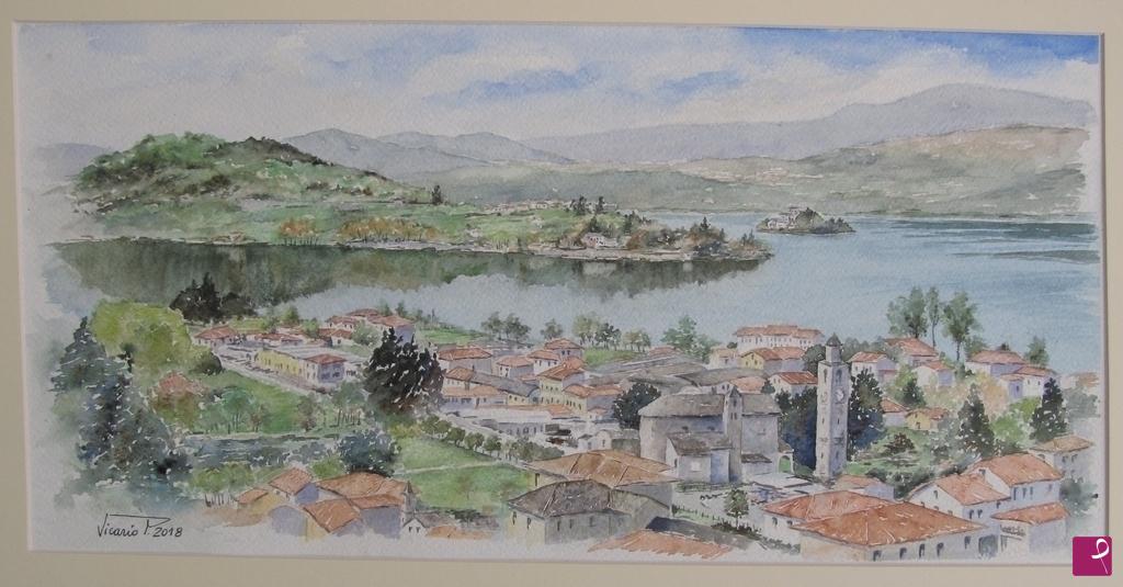 quadri in vendita online - Veduta di Pettenaso e lago d'Orta