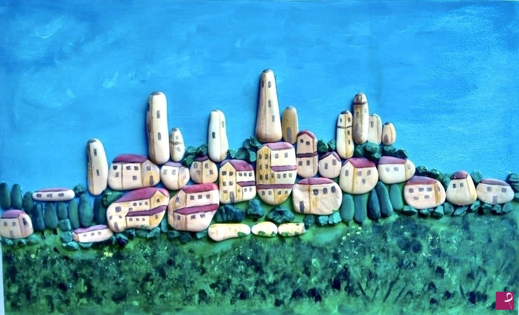 quadri in vendita online - Veduta su San Gimignano 