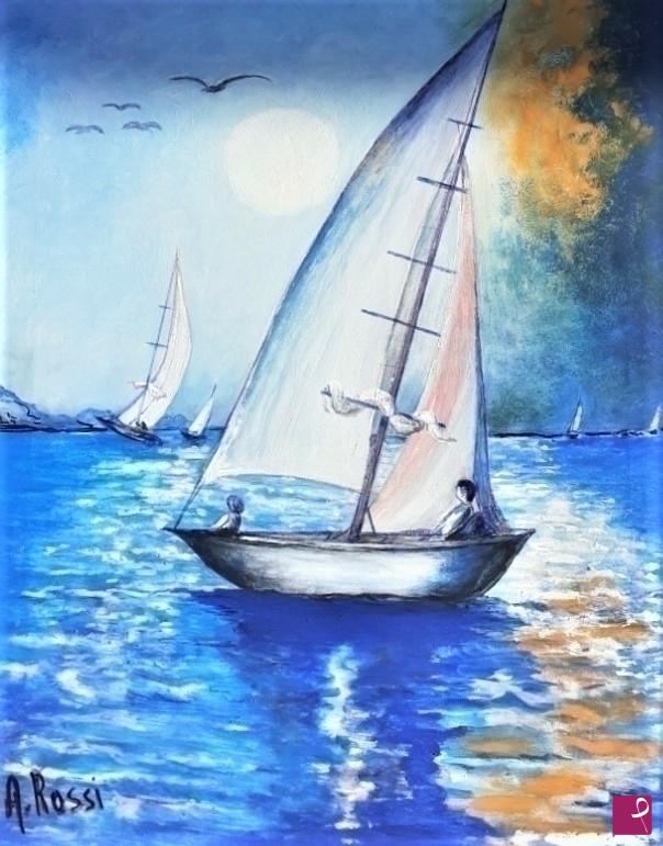 quadri in vendita online - VELE AL LARGO DI TORRI/GARDA