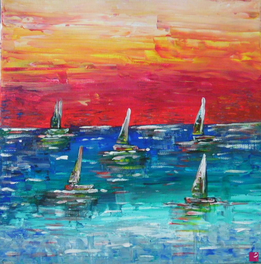 quadri in vendita online - Vele al tramonto