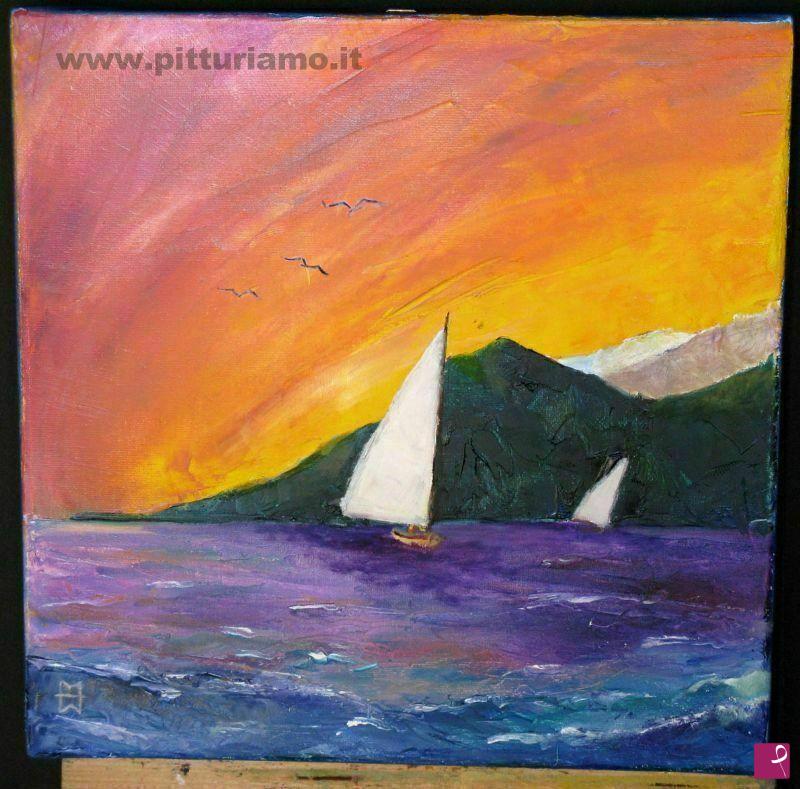 quadri in vendita online - Vele al tramonto