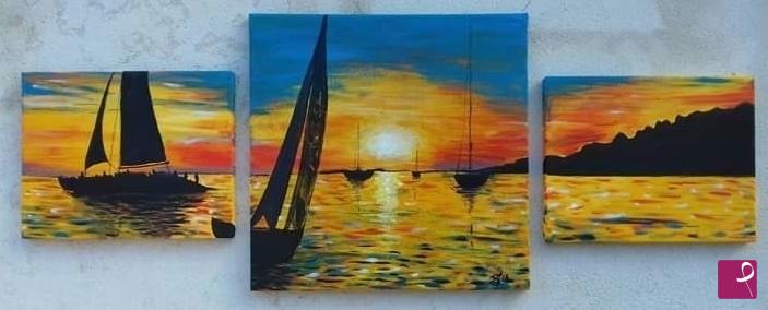 quadri in vendita online - Vele al tramonto di Ibiza
