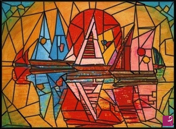 quadri in vendita online - Vele al tramonto "studio di nuovo stile"