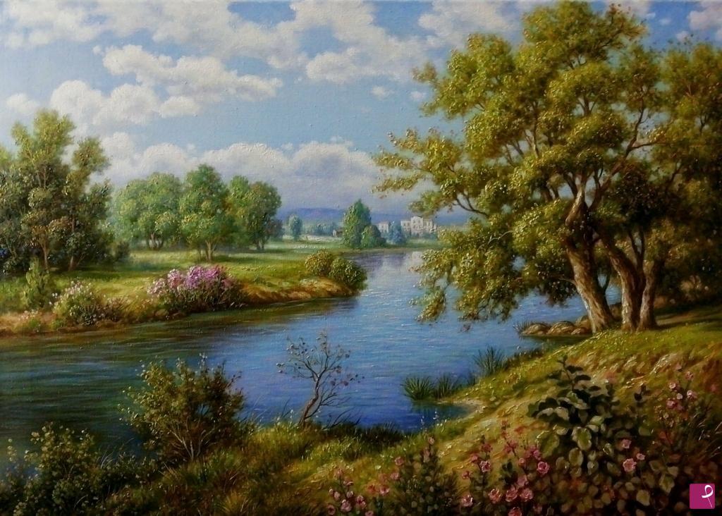 quadri in vendita online - VENDITA QUADRI - Paesaggio con lago
