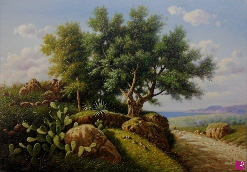 quadri in vendita online - VENDITA QUADRI - Paesaggio siciliano ( Palermo )
