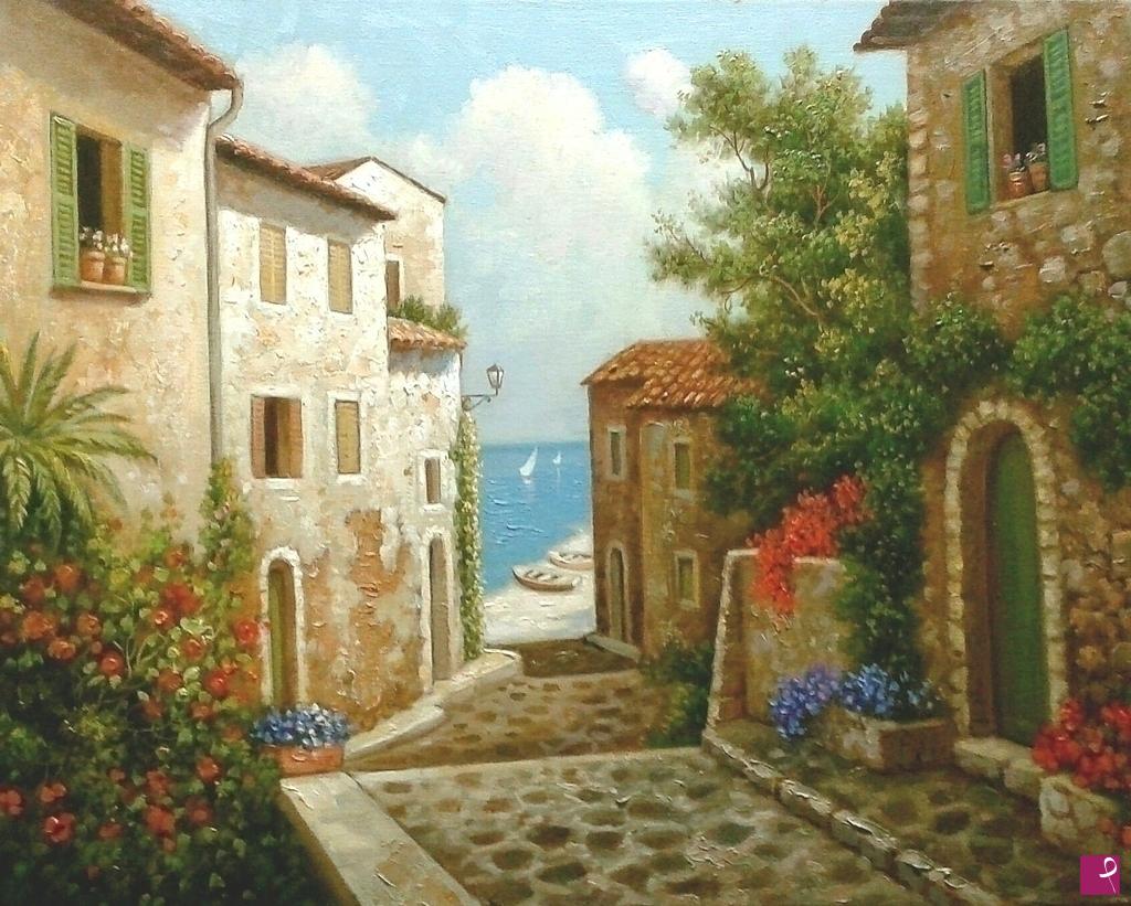 quadri in vendita online - VENDITA QUADRI - Scorcio di paese