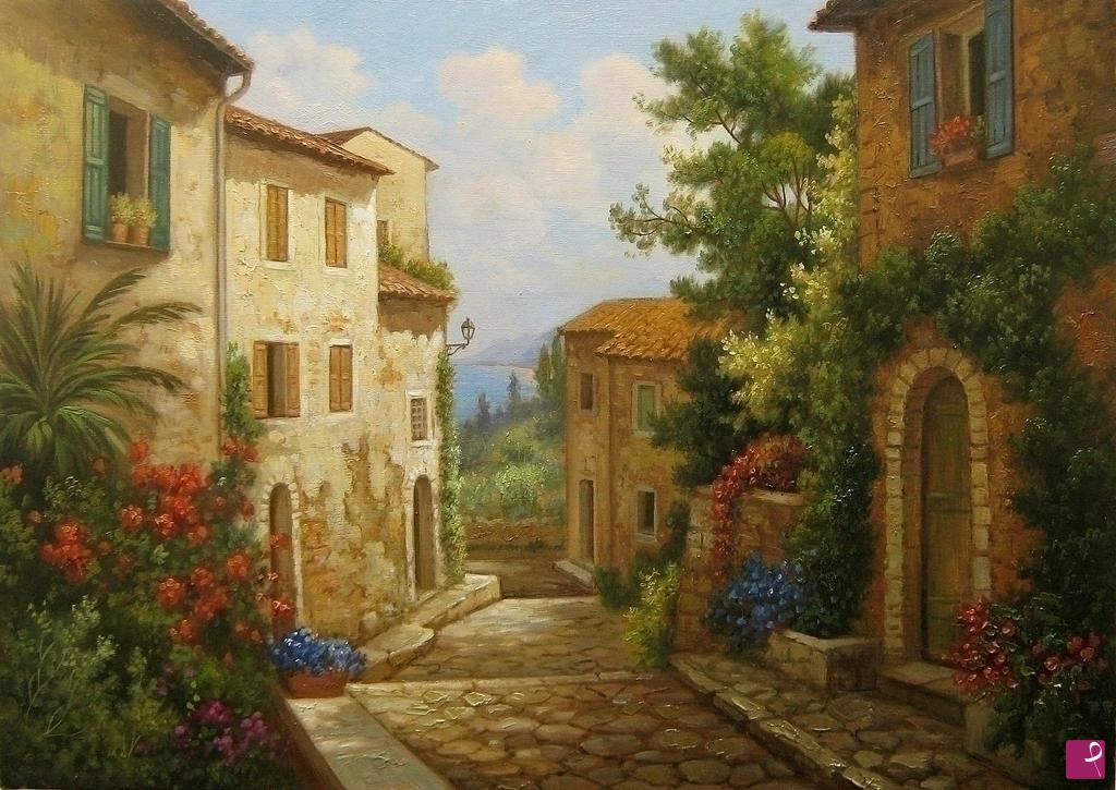 quadri in vendita online - VENDITA QUADRI - Scorcio di paese siciliano