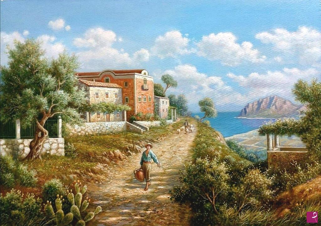 quadri in vendita online - VENDITA QUADRI - Strada di campagna (Sicilia)