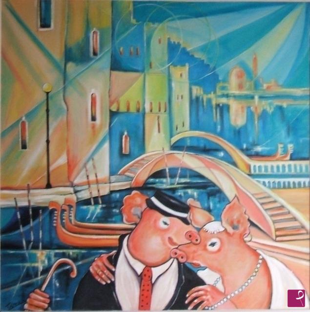 quadri in vendita online - Venezia, la luna e tu.