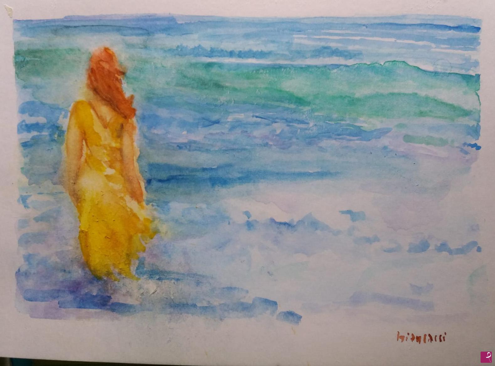 quadri in vendita online - vento del mare in giallo