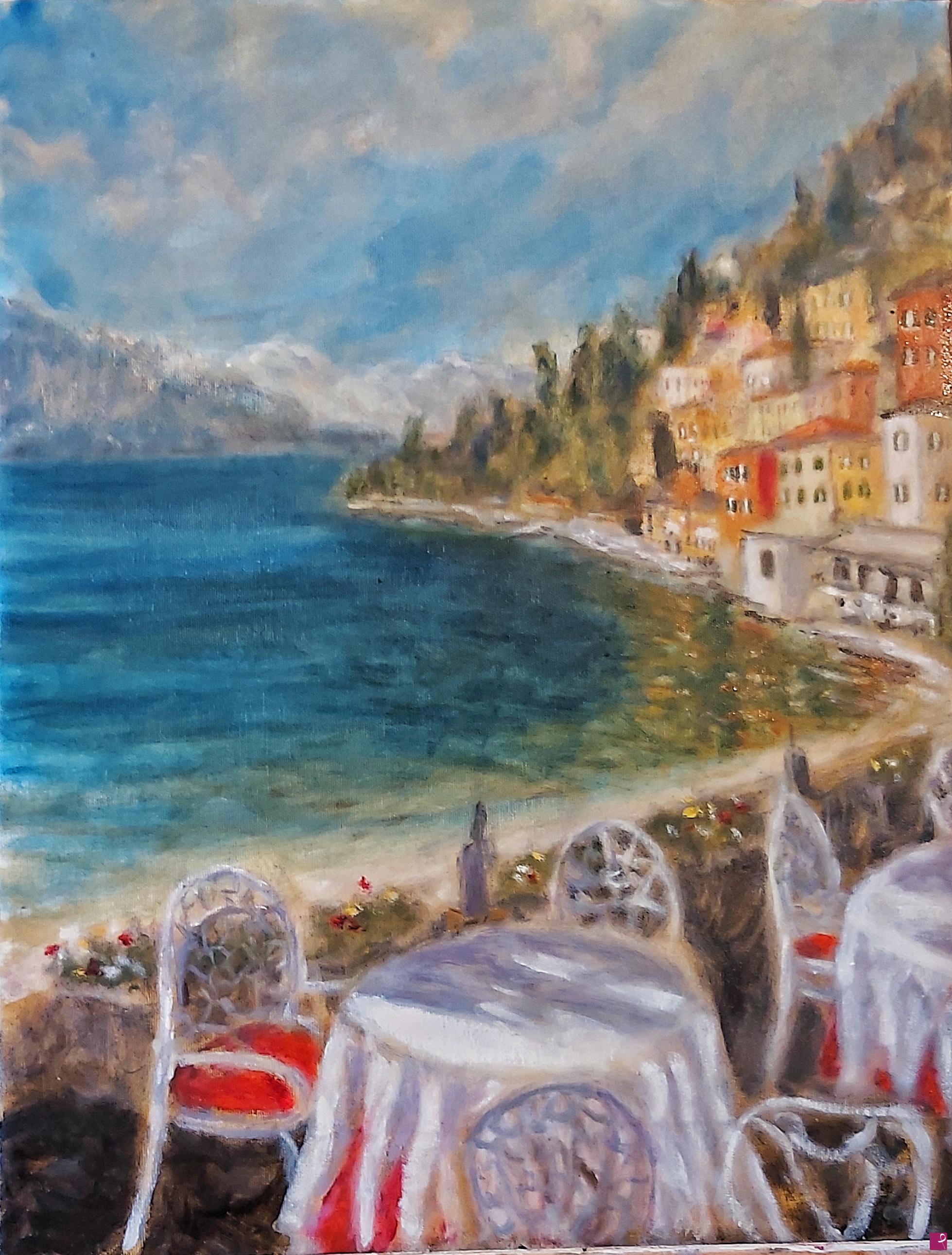 quadri in vendita online - Veranda sul lago - rif. LG-211-CL/OT51X66-V/2026