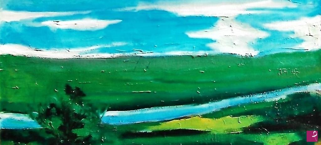 quadri in vendita online - verde e cielo 