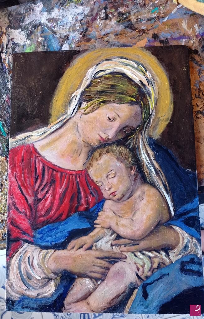 quadri in vendita online - Vergine Maria con bambino 
