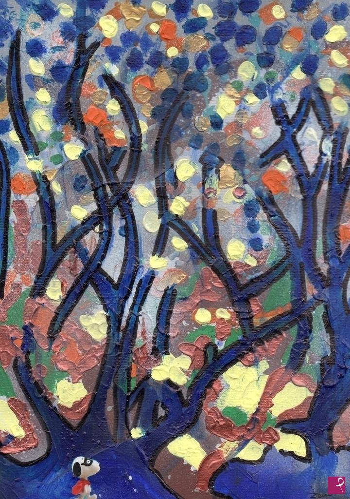 quadri in vendita online - Verso il bosco con gli alberi blu