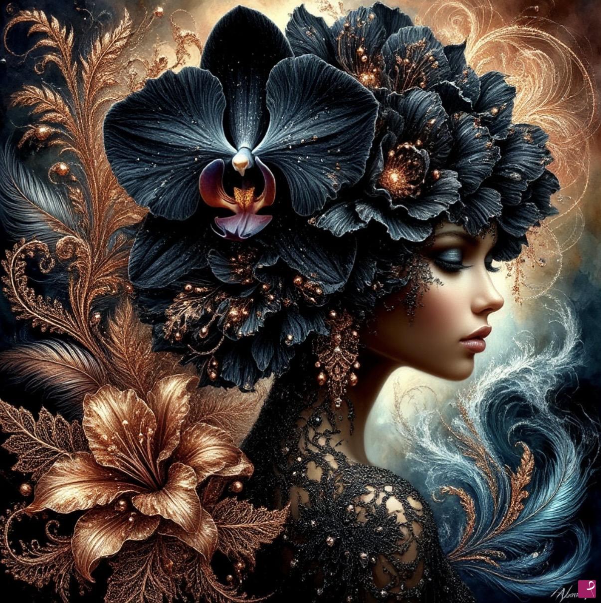 quadri in vendita online - Very beautiful girl in flowers 