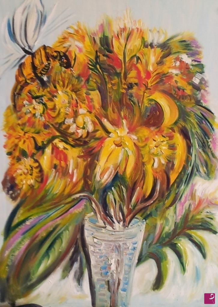 quadri in vendita online - Vespa su vaso di fiori