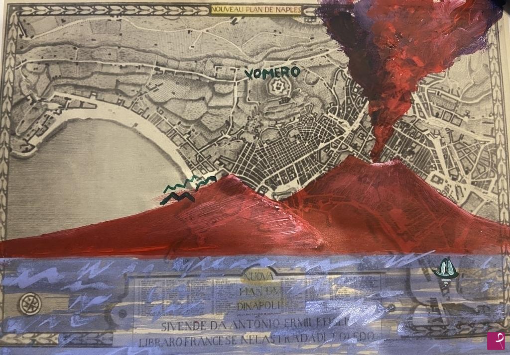 disponibile quadro - Vesuvio su cartina - Napolipopart