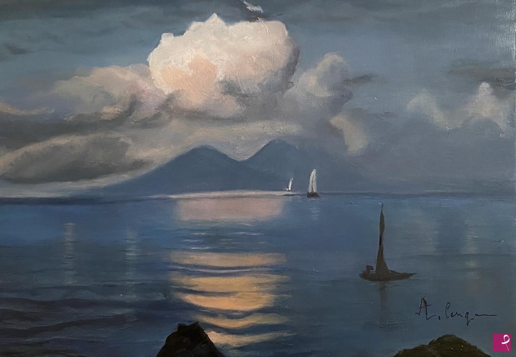quadri in vendita online - Vesuvio tra le nuvole