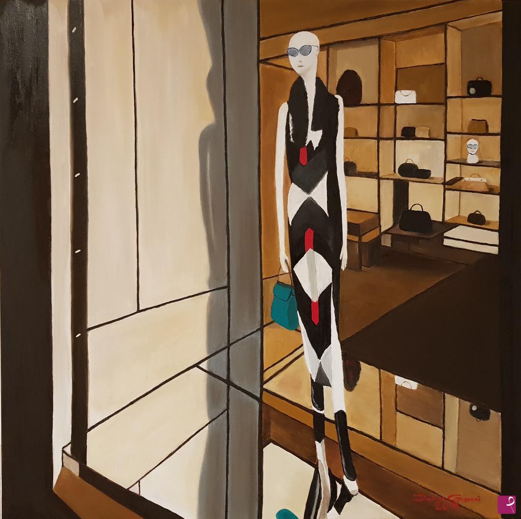 quadri in vendita online - Vetrina a Roma 2 (Shop window in Rome 2)