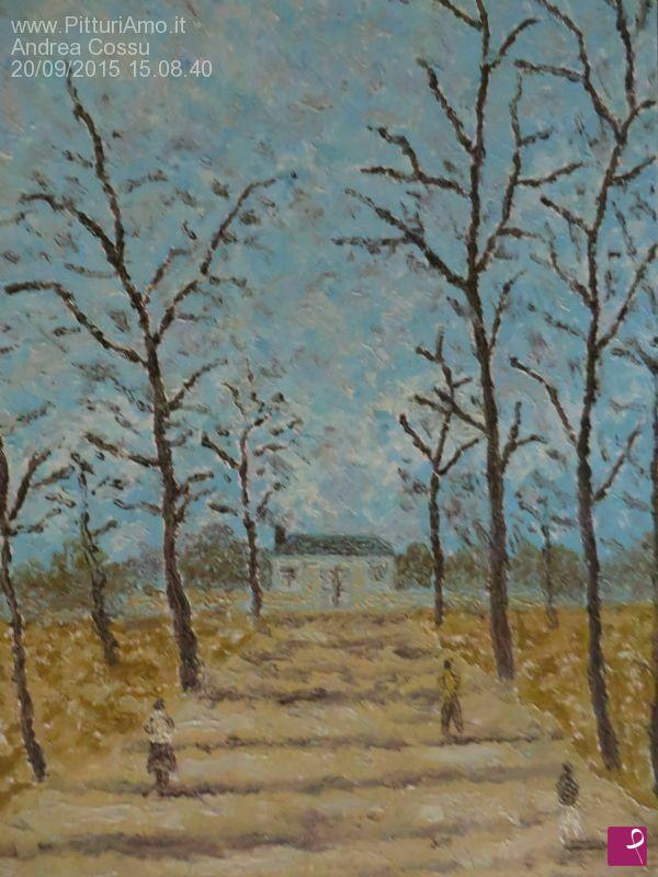 quadri in vendita online - Viale con alberi spogli in inverno