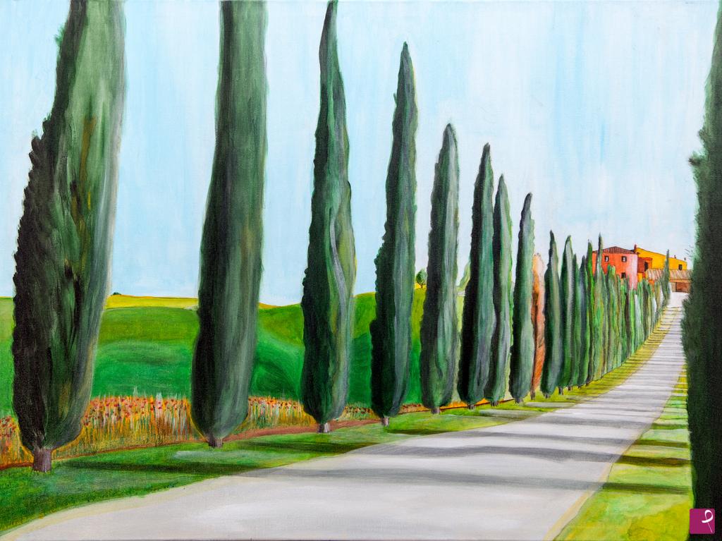 quadri in vendita online - Viale di cipressi